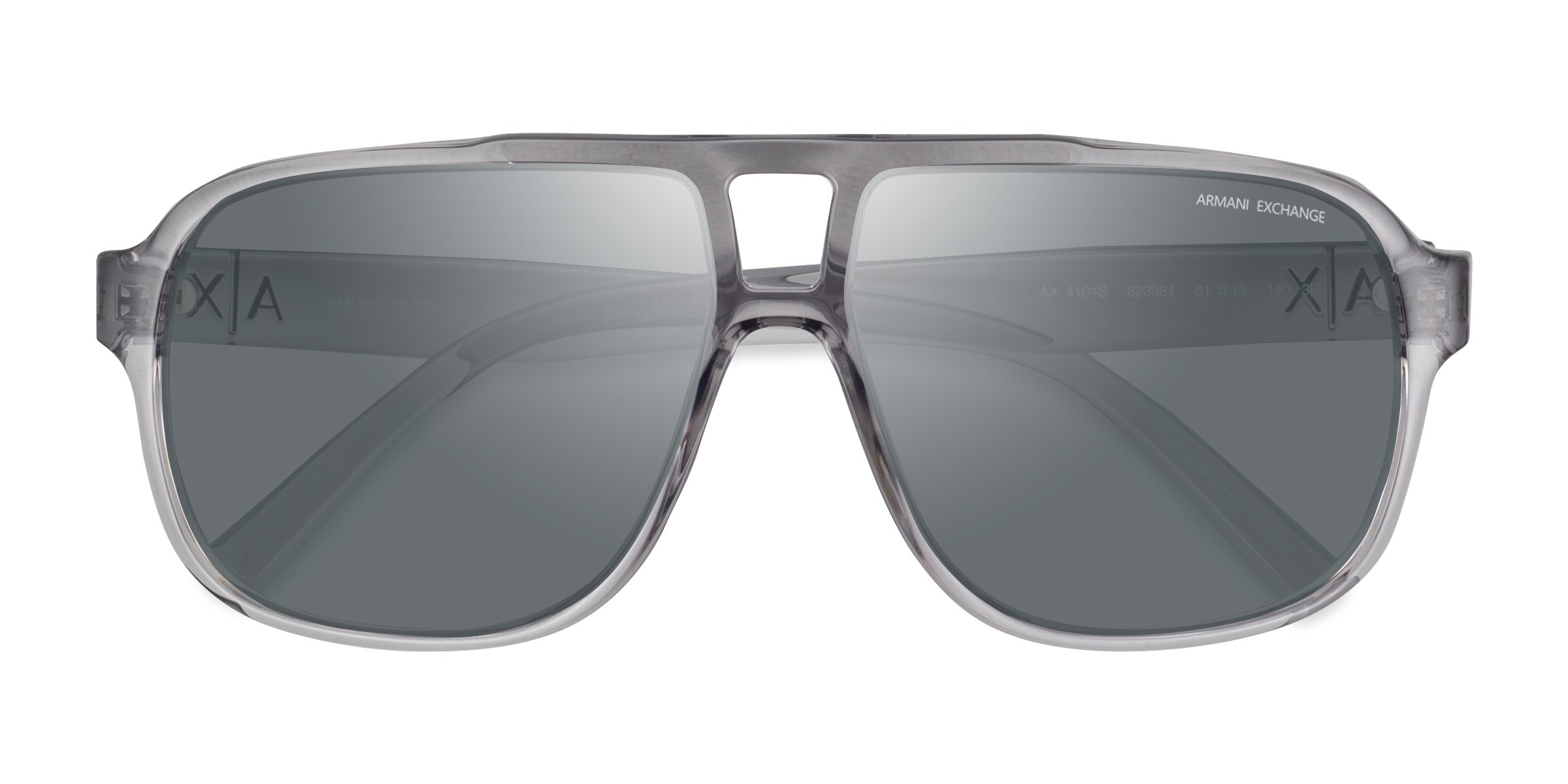 Armani Exchange AX4104S - Aviator Shiny Transparent Gray  display picture 1