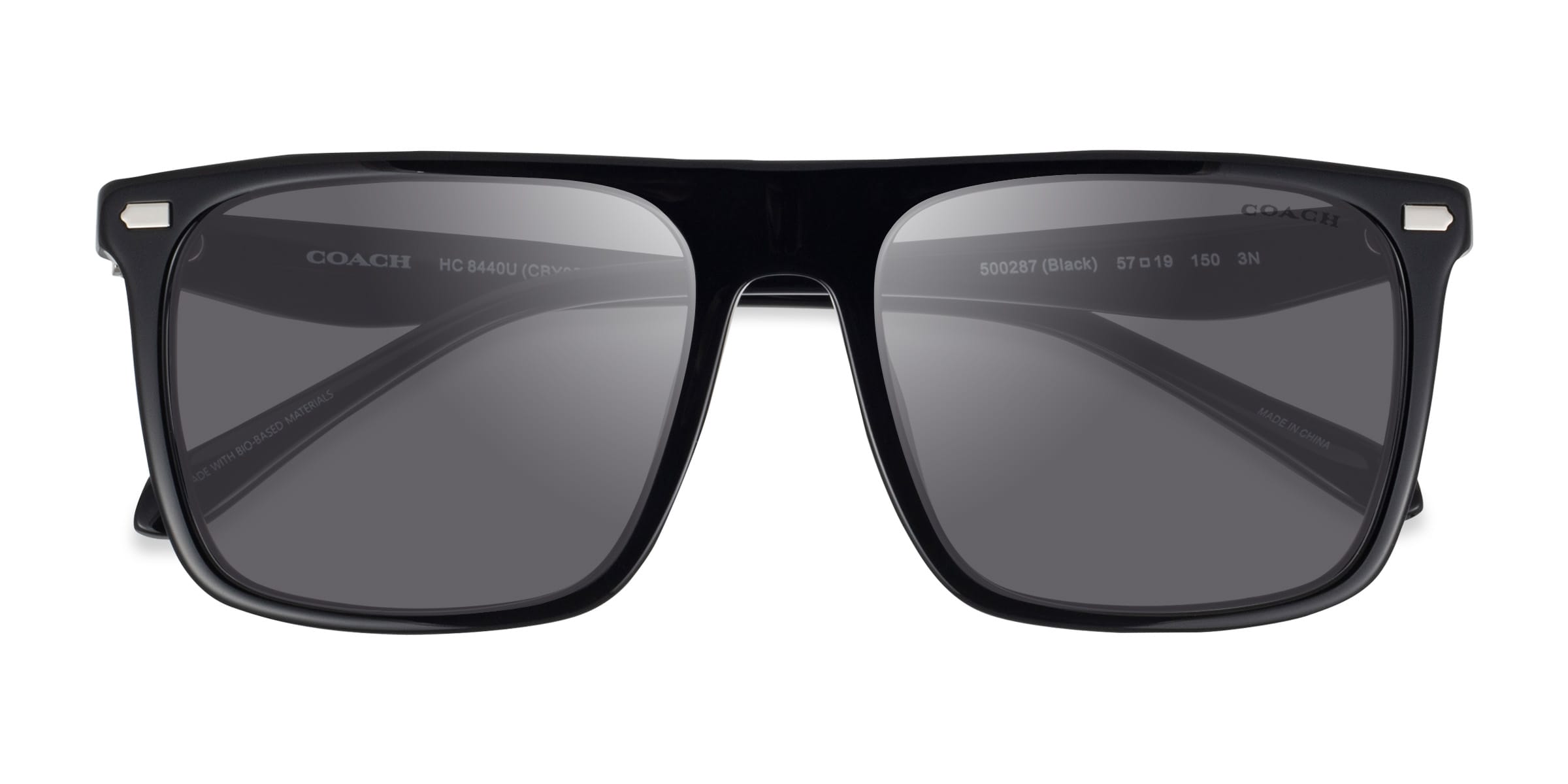 Coach HC8440U CBY95 - Square Black Frame Sunglasses For Men