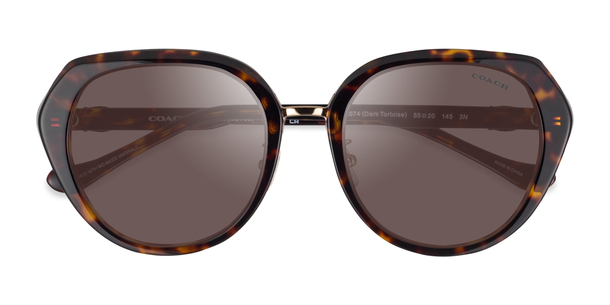 Coach HC8436 CBY93 - Geometric Dark Tortoise Frame Sunglasses For