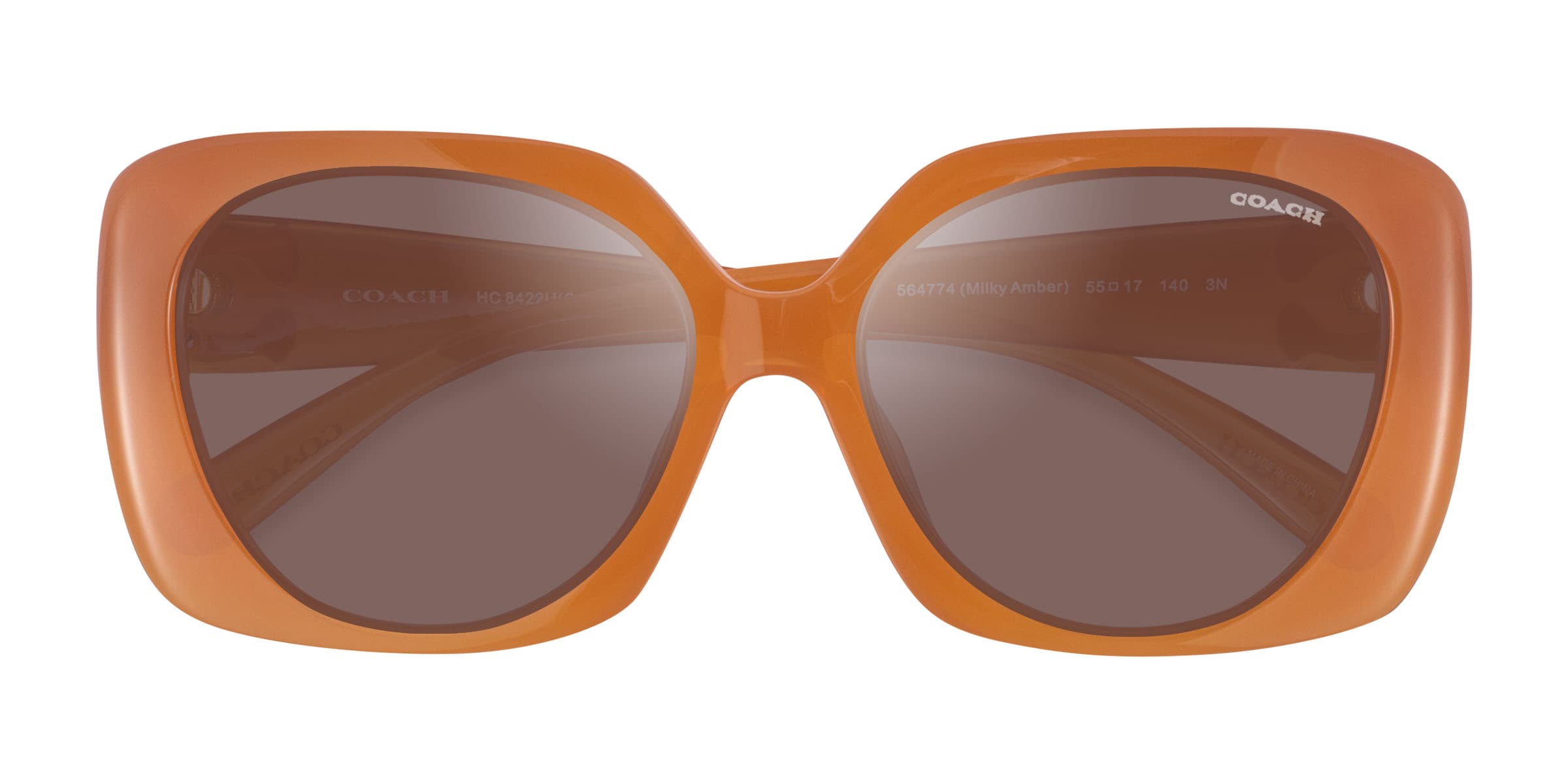  HOURGLASS ルビー　50カラット Coach HC8422U CAD33 - Square Milky Amber Frame Sunglasses For