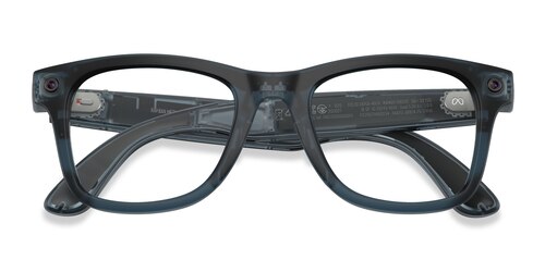 Unisex s square Matte Transparent Ocean Blue Plastic Prescription sunglasses - Eyebuydirect s Ray-Ban Meta (Gen 3) Wayfarer