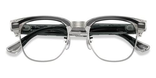 Unisex s browline Transparent Iron Gray Plastic,Metal Prescription sunglasses - Eyebuydirect s Ray-Ban Meta Audio Clubmaster