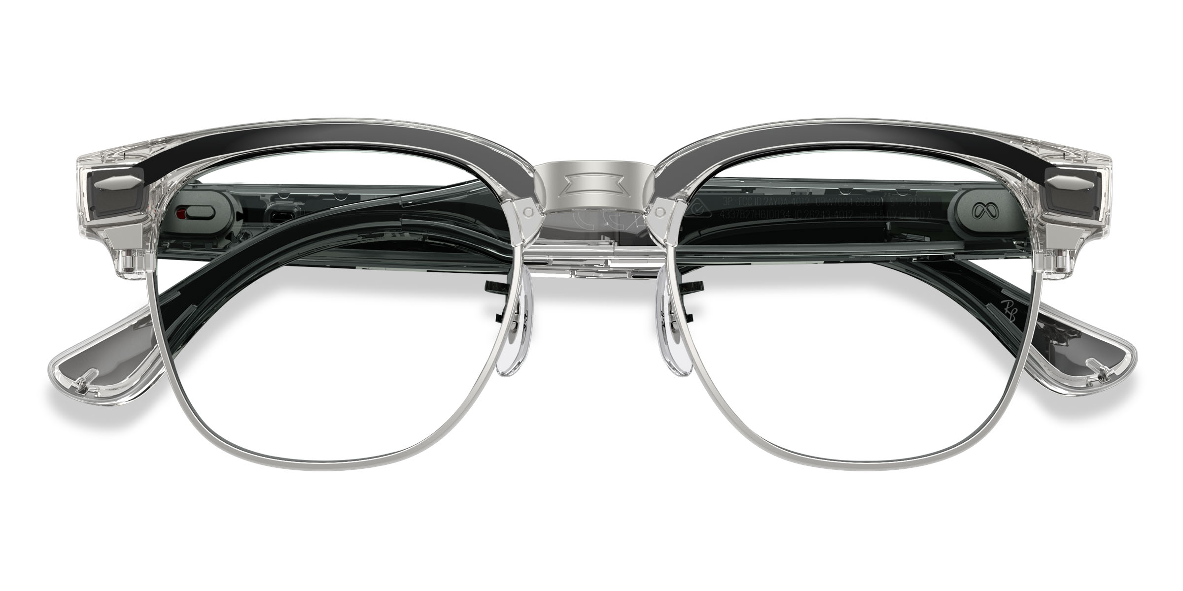 Unisex s browline Transparent Iron Gray Plastic,Metal Prescription sunglasses - Eyebuydirect s Ray-Ban Meta Audio Clubmaster