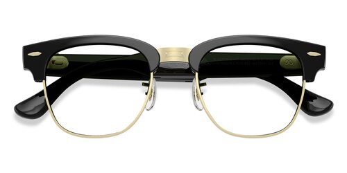 Unisex s browline Shiny Black on Gold Plastic,Metal Prescription sunglasses - Eyebuydirect s Ray-Ban Meta Audio Clubmaster