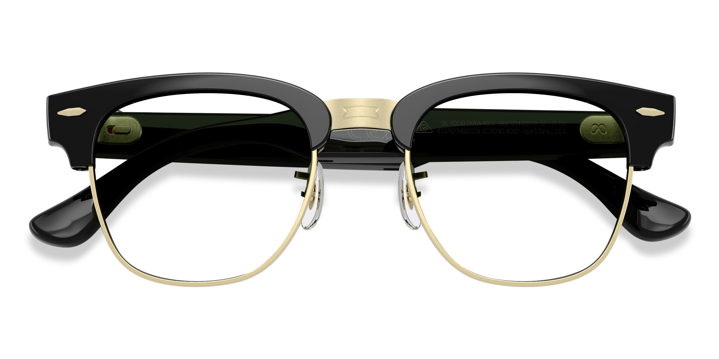 Unisex s browline Shiny Black on Gold Plastic,Metal Prescription sunglasses - Eyebuydirect s Ray-Ban Meta Audio Clubmaster