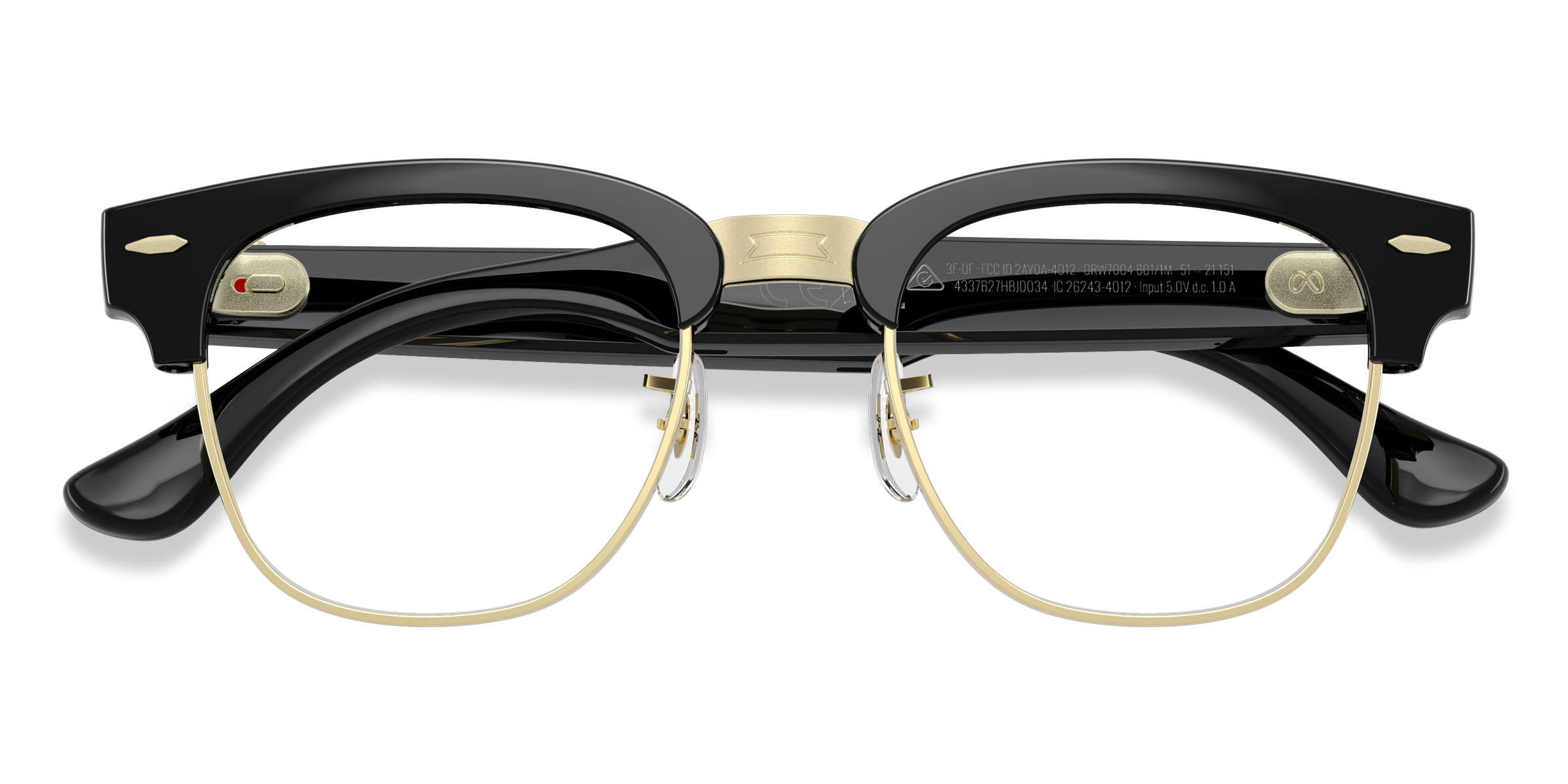 Unisex s browline Shiny Black on Gold Plastic,Metal Prescription sunglasses - Eyebuydirect s Ray-Ban Meta Audio Clubmaster