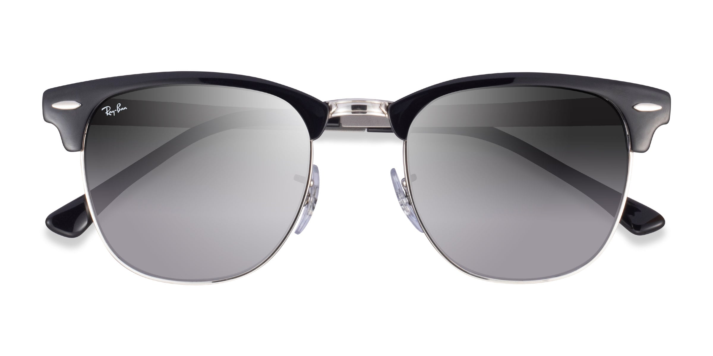 Ray Ban RB3716 Clubmaster Square Black On Silver Frame