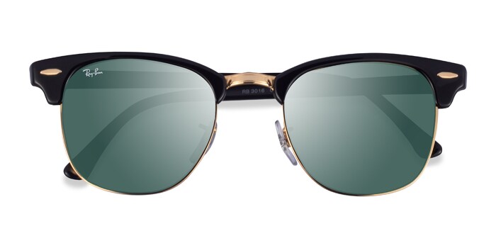 Ray-Ban RB3016 Clubmaster - Browline Black Frame Prescription Sunglasses |  Eyebuydirect