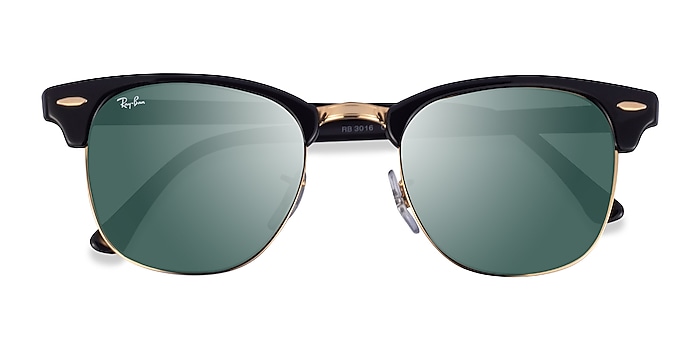 Melting China Certificate Ray-Ban RB3016 Clubmaster - Browline Black Frame Prescription Sunglasses |  Eyebuydirect