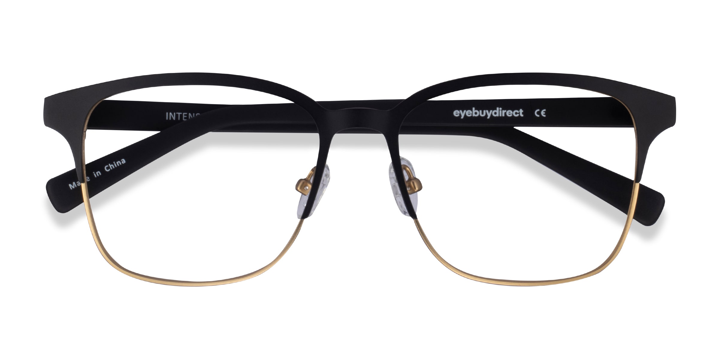 Intense Square Matte Black & Golden Full Rim Eyeglasses | Eyebuydirect