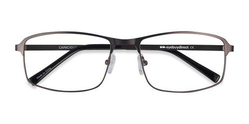 Male S Rectangle Matte Gunmetal Metal Prescription Eyeglasses - Eyebuydirect S Capacious