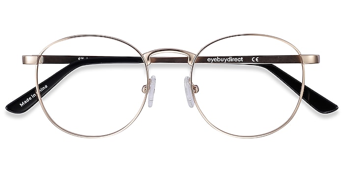 Progressive Transitions Eyeglasses Online with Medium Fit, Round, Full-Rim Metal Design — St Michel in Golden/black/bronze by Eyebuydirect - Lenses