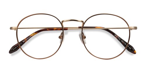 Unisex S Round Coffee Metal Prescription Eyeglasses - Eyebuydirect S Wistful