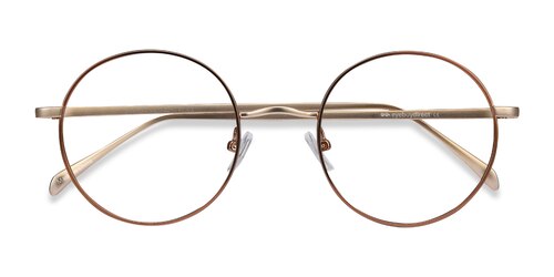 Unisex S Round Brown Metal Prescription Eyeglasses - Eyebuydirect S Synapse