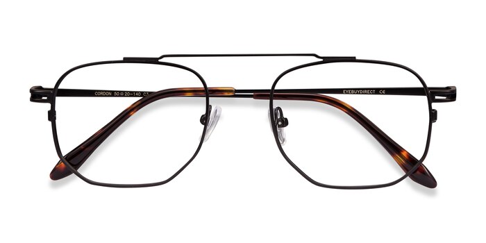 Black Cordon -  Vintage Metal Eyeglasses