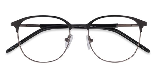 Unisex S Square Black Gunmetal Metal Prescription Eyeglasses - Eyebuydirect S Perceive