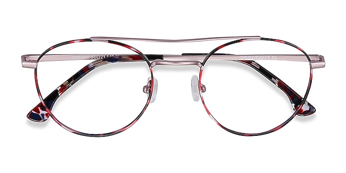 Red Tortoise Earhart -  Vintage Metal Eyeglasses