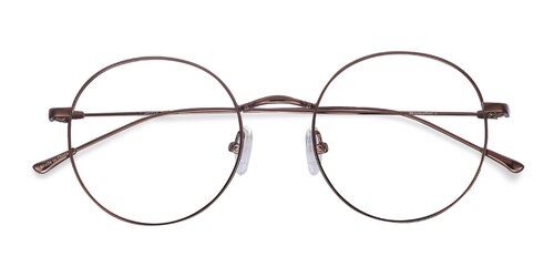 Unisex S Round Coffee Metal Prescription Eyeglasses - Eyebuydirect S Dapper