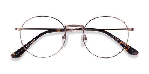 Unisex S Round Rose Gold Metal Prescription Eyeglasses - Eyebuydirect S Bistro