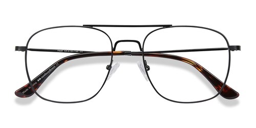 Unisex S Aviator Black Metal Prescription Eyeglasses - Eyebuydirect S Fame