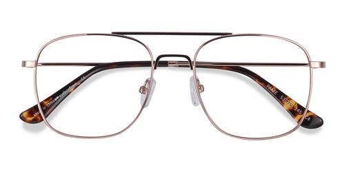 Unisex S Aviator Rose Gold Metal Prescription Eyeglasses - Eyebuydirect S Fame