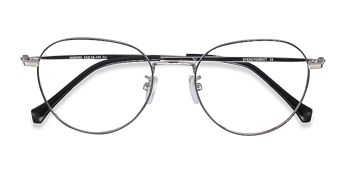 Black Silver Inspire -  Lightweight Metal Eyeglasses