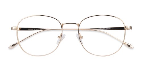 Unisex S Square Golden Metal Prescription Eyeglasses - Eyebuydirect S Vantage