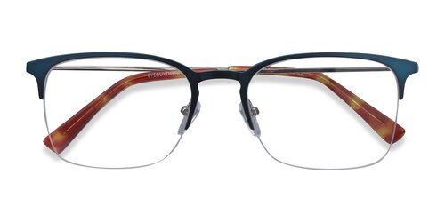 Unisex S Rectangle Blue Metal Prescription Eyeglasses - Eyebuydirect S Vimy