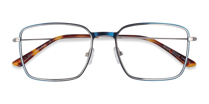 Blue & Silver Align -  Lightweight Metal Eyeglasses