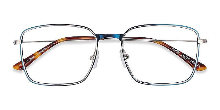 Blue & Silver Align -  Lightweight Metal Eyeglasses