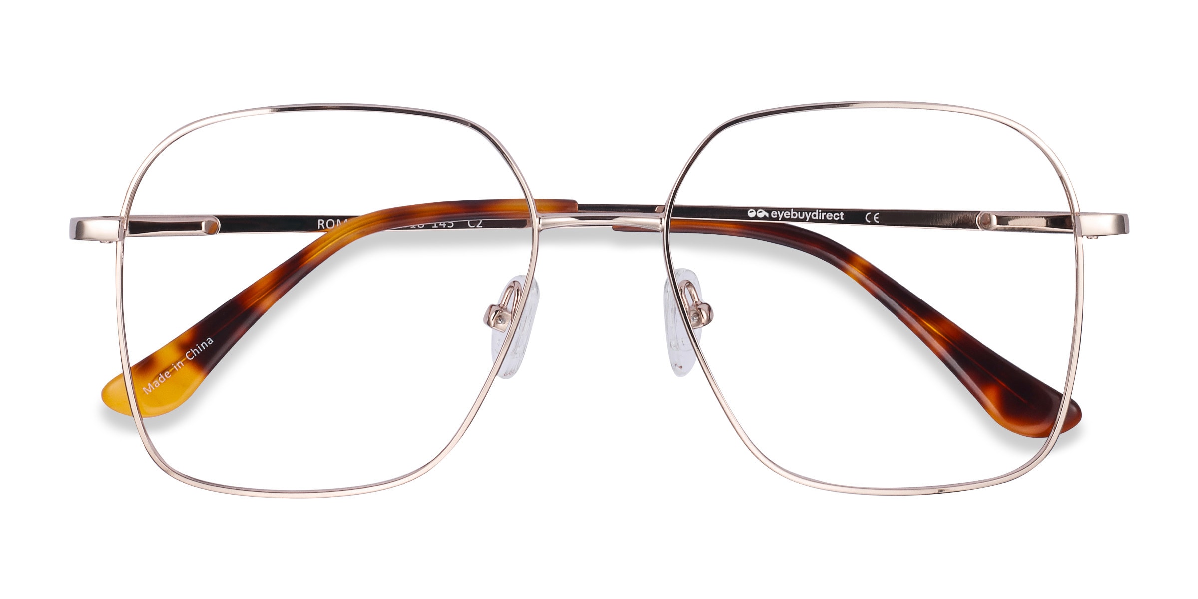 Roman Square Golden Full Rim Eyeglasses | Eyebuydirect Canada