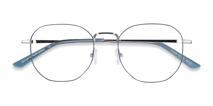 Navy & Silver Ethan -  Lightweight Metal Eyeglasses
