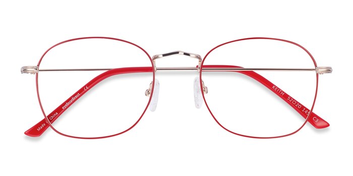 Red & Gold Keith -  Lightweight Metal Eyeglasses