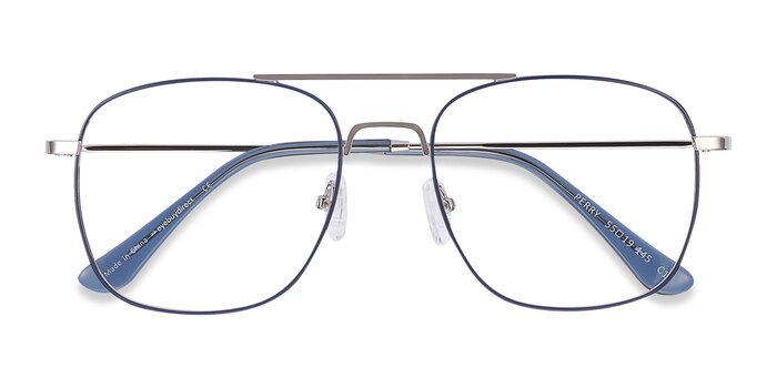 Blue & Silver Perry -  Vintage Metal Eyeglasses