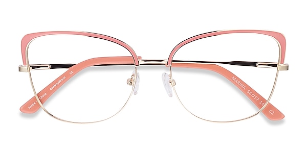Marina Cat Eye Coral & Gold Glasses for Women | Eyebuydirect