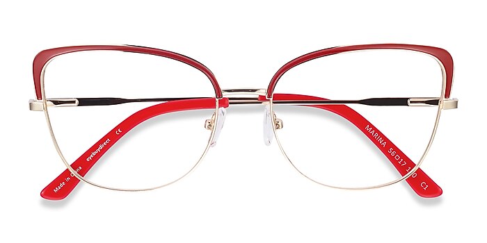 Red & Gold Marina -  Vintage Metal Eyeglasses