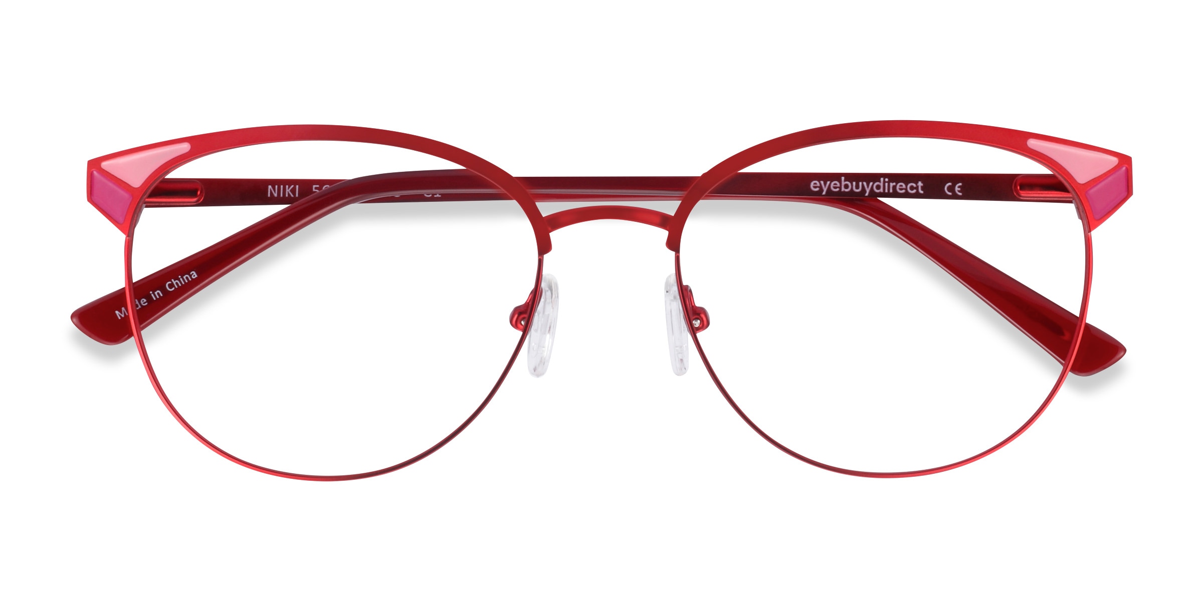 red metal eyeglass frames