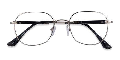 Unisex s square Silver Black Metal Prescription eyeglasses  Eyebuydirect s Index