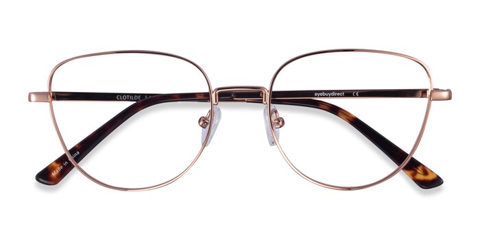 Rose Gold Cat Eye Eyeglasses Online, Medium Full-Rim Metal Eyewear - Celia by GlassesShop |Prescription/Blue-Light/Tints/Photochromic Lenses Available