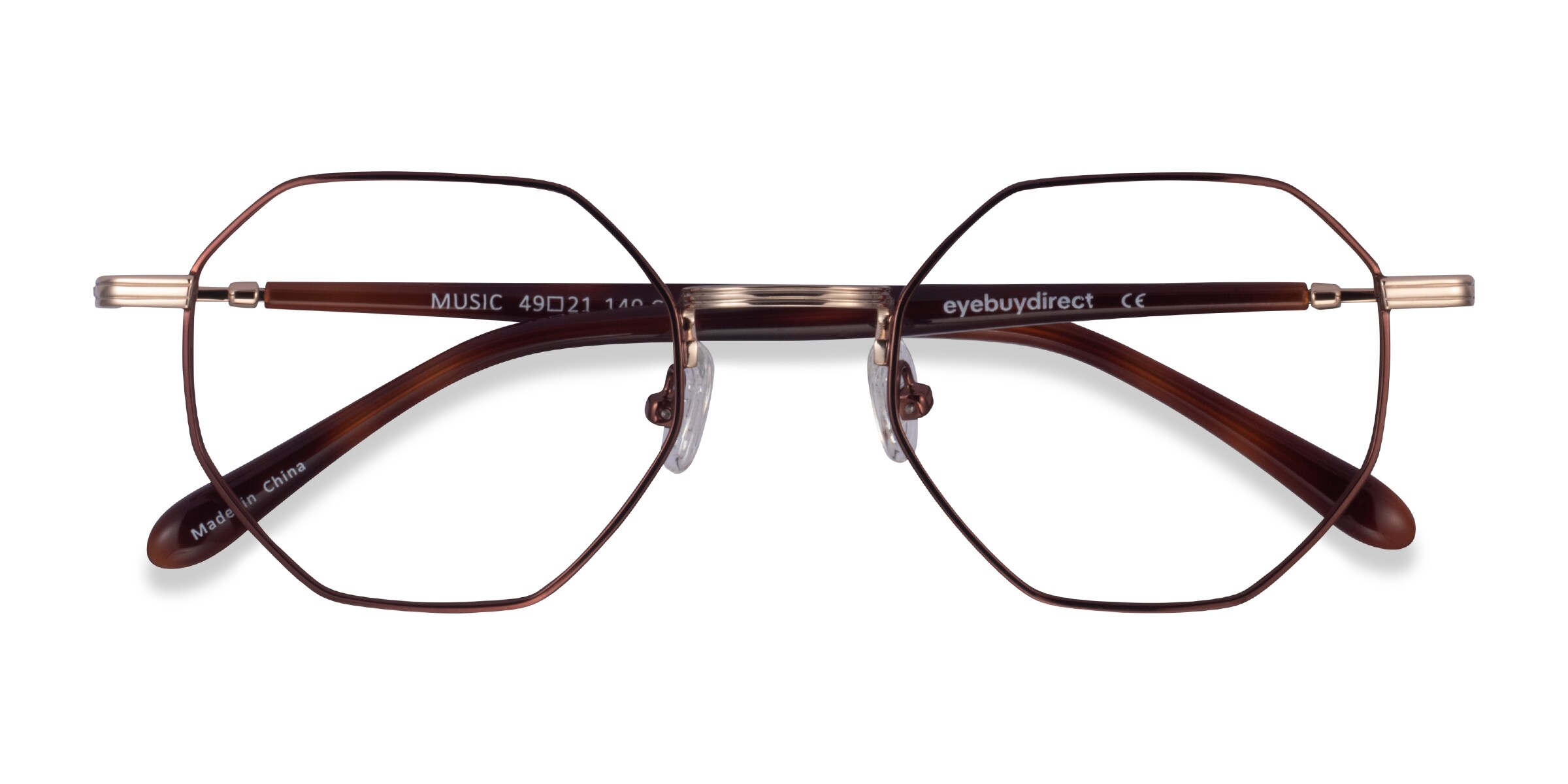 Music Geometric Brown Gold Full Rim Eyeglasses | Eyebuydirect Canada