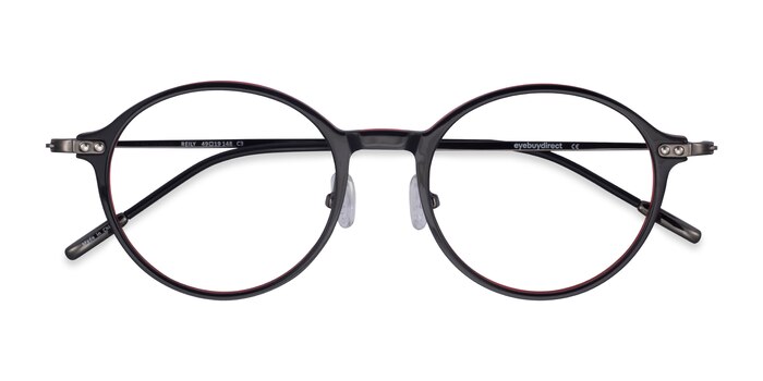 Black Red Reily -  Acetate, Metal Eyeglasses