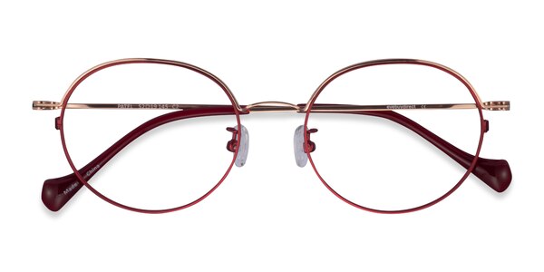 Patel Oval Burgundy Rose Gold Glasses for Women | Eyebuydirect