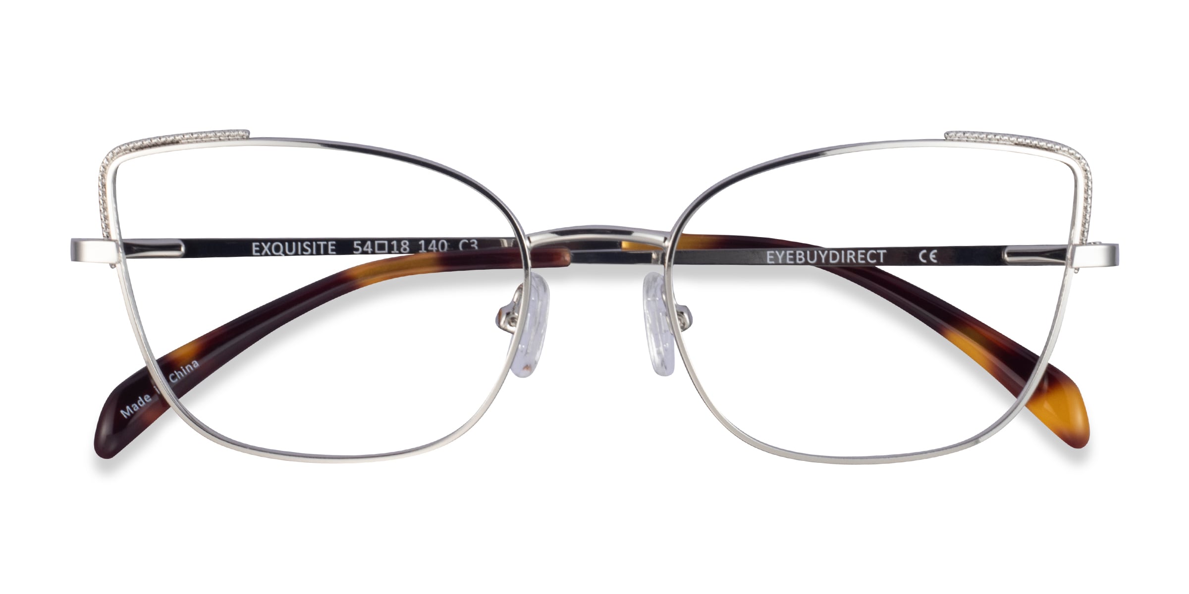 Exquisite Cat Eye Argent Monture Lunettes de vue Pour Femmes