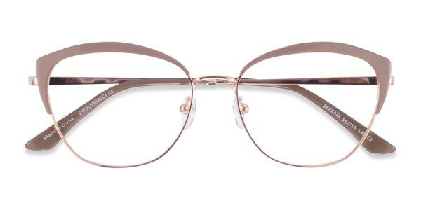 Serrata Cat Eye Light Brown Gold Glasses for Women | Eyebuydirect
