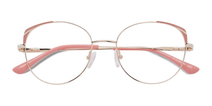 Gold Pink Rosewood -  Metal Eyeglasses