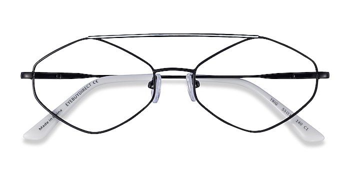 Black White Trig -  Metal Eyeglasses