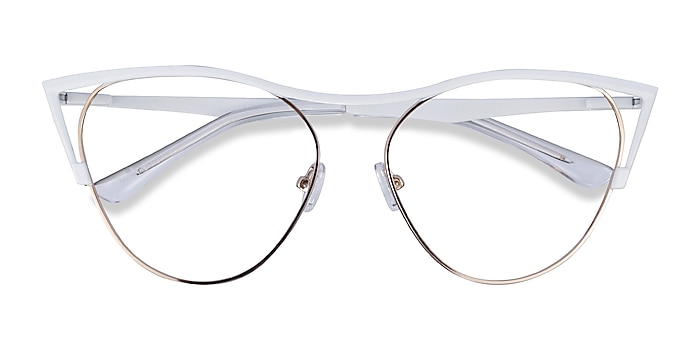 White Gold Mau -  Metal Eyeglasses