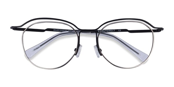 Progressive Eyeglasses Online with Mediumfit, Browline, Full-Rim Plastic/ Metal Design — Coexist in Black/silver/brown/silver/tortoise by Eyebuydirect