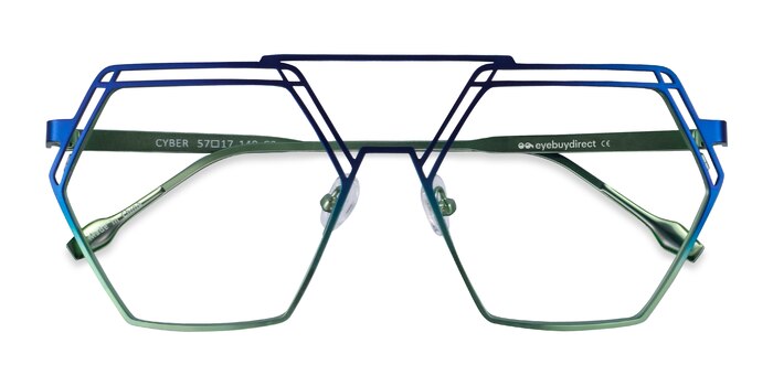 Blue Green Cyber -  Metal Eyeglasses