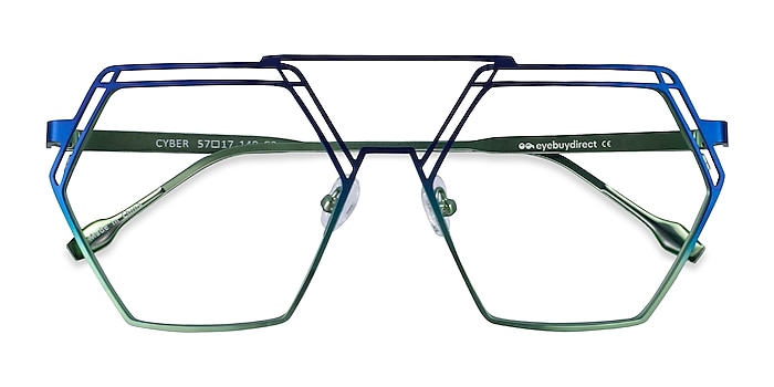 Blue Green Cyber -  Metal Eyeglasses